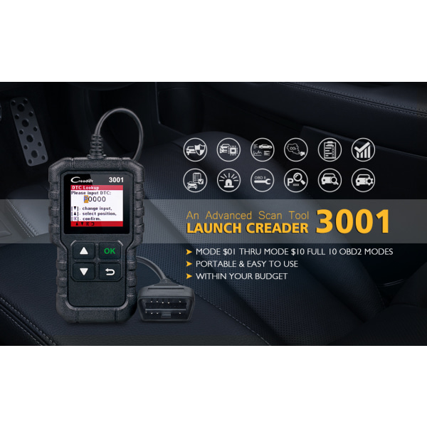 OBD2 kodläsare scanner läsare 3001 EOBD fordonsdiagnostik, ZQKLA
