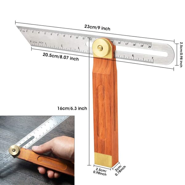 Skyvebevel i rustfritt stål og tre 200 mm Anti-,ZQKLA