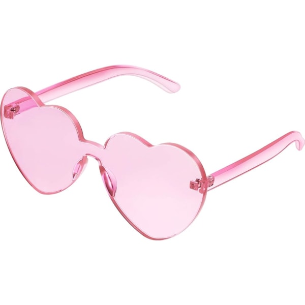Rosa hjärtformade solglasögon Båglösa Transparenta hjärtglasögon Col