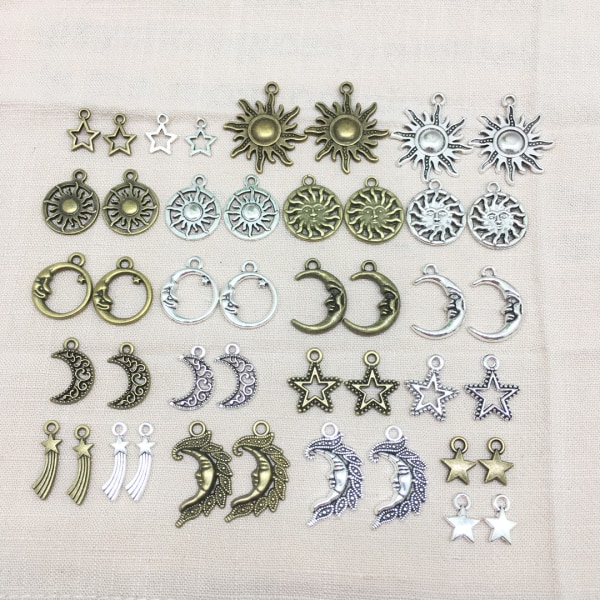 Omtrent 80 stykker Celestial Collection Charms, Mixed Sun Moon ,ZQKLA
