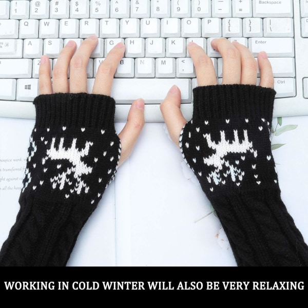 Winter Fingerless Gloves - Naisten käsivarsien lämmitinkäsineet Neulo Virkattu W