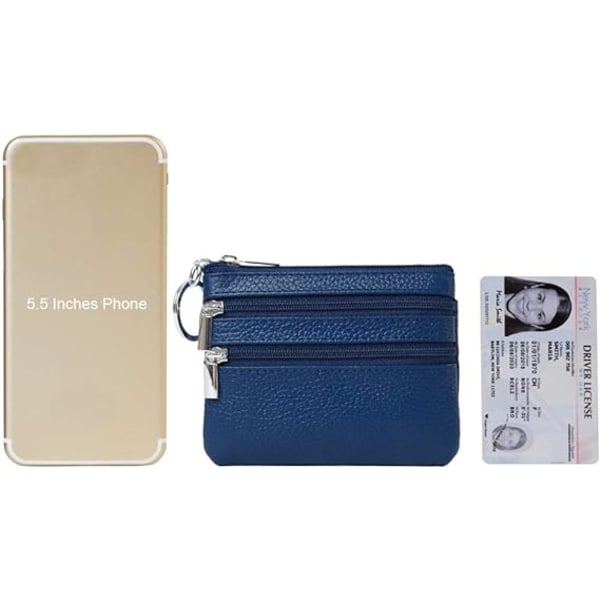 Myntbörs i äkta läder för damer, Mini Pouch Change Wallet, ZQKLA
