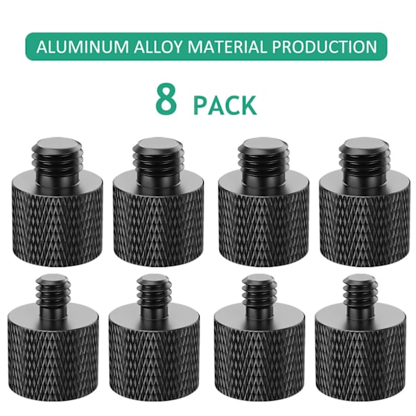 8 kpl Adapteriruuvia, 1/4 uros - 3/8 naaras ja 3/8 uros, ZQKLA