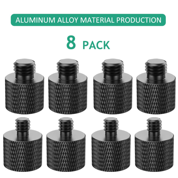 8 stk. Adapter Skrue, 1/4 Hann til 3/8 Hunn og 3/8 Hann, ZQKLA