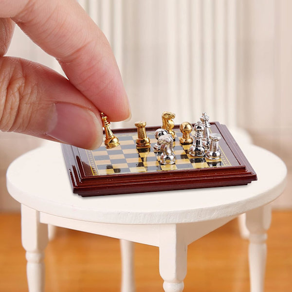 Miniatyr Dukkehustsjakksett, Mini Sjakkbrett, ZQKLA