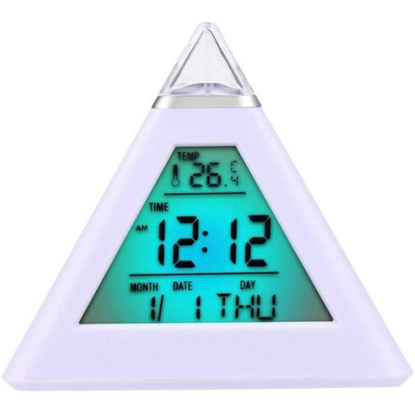Pyramidformad väckarklocka med LED-bakgrundsbelysning och digital ti,ZQKLA