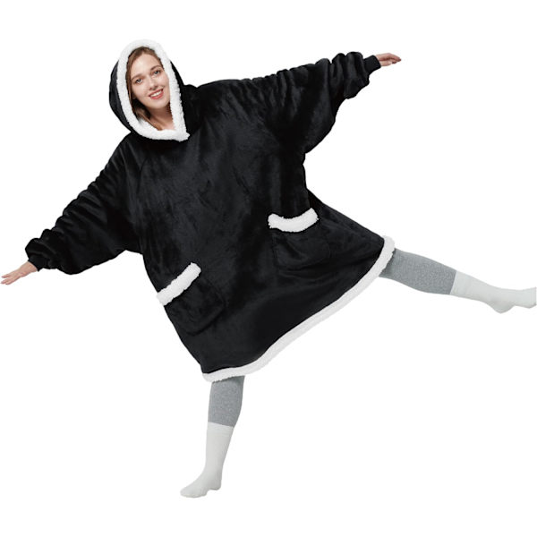 Bærbar pledd-genser - Sherpa fleece hettegenser for A,ZQKLA