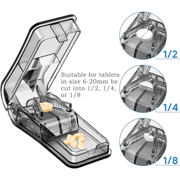 (Musta) Pill Cutter pienille ja suurille pillereille, Pill Separato,ZQKLA