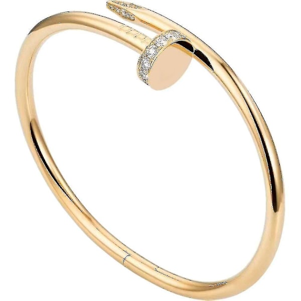 Rostfritt stål, modernt nagelhuvudsarmband, slät ytdesign, guld