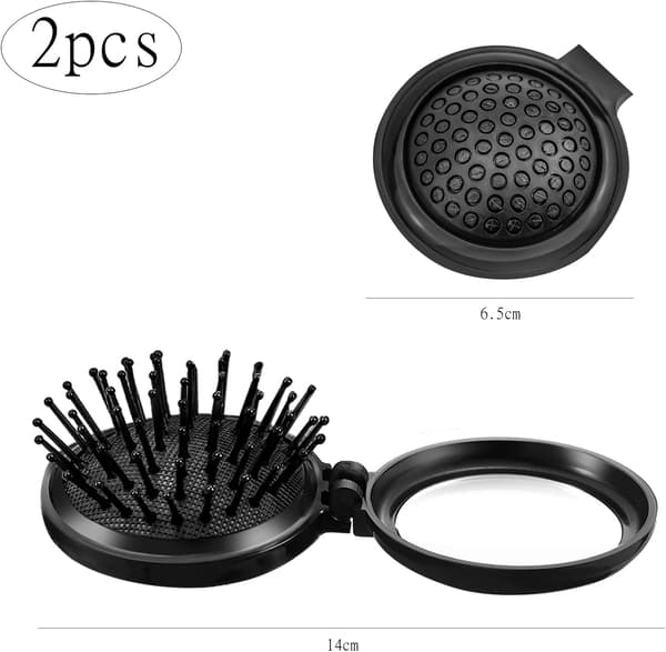 2 Stykke Foldbare Hårbørster Rejse Spejl Rund Foldbar Rejse