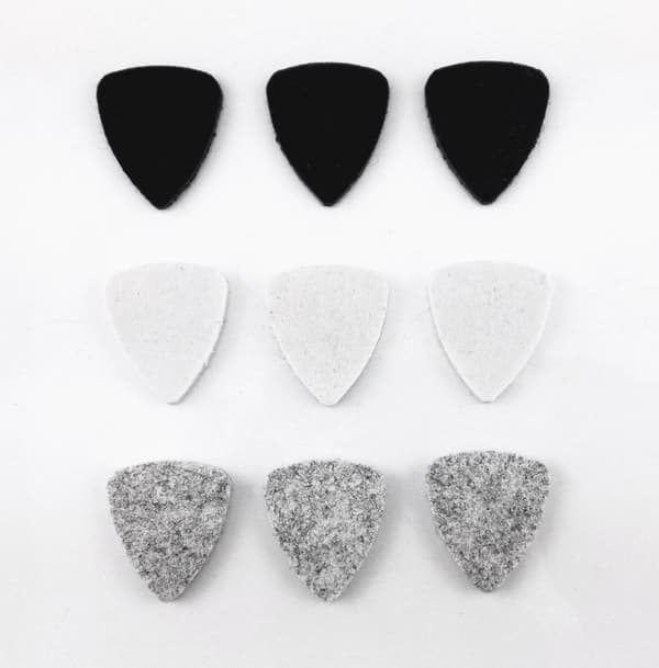 9 filtplektre til guitar, ukulele, bas