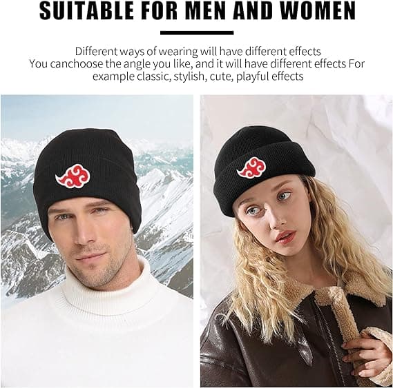 Stickad mössa, Anime-broderi Röd Moln, Unisex Solid Clo,ZQKLA
