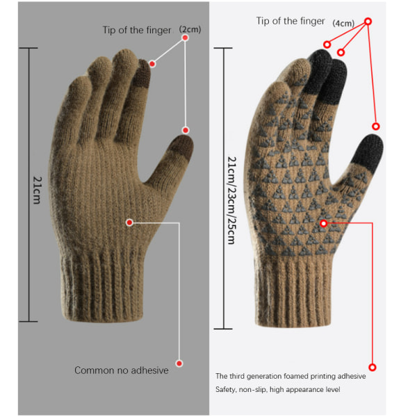 Unisex Talviset Lämpimät Neulotut Käsineet, Paksu Fleece Joustava Cu, ZQKLA