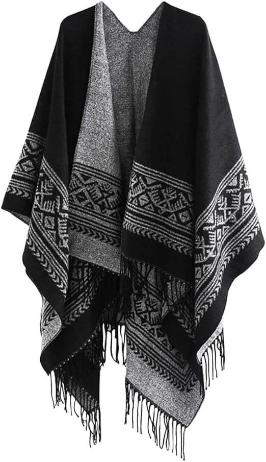 Poncho Sjal Elegant Varmt Åbent Til Kvadrat Efterår Vinter Kvinde