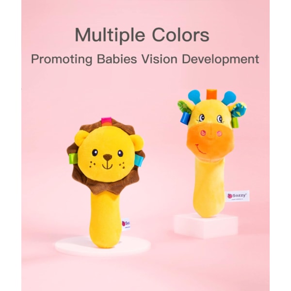 Tecknade baby handskrallrar Squeaker Sticks, plyschdjurleksak för 0