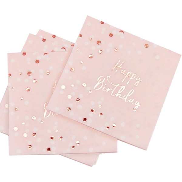 Pink tillykke med fødselsdagen servietter, engangspapir pige fødselsdag, ZQKLA