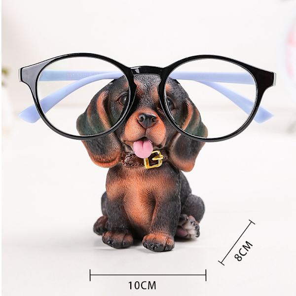 (Brunlig Sort) Sjov Hundeformet Brilleholder, Brille Stan, ZQKLA