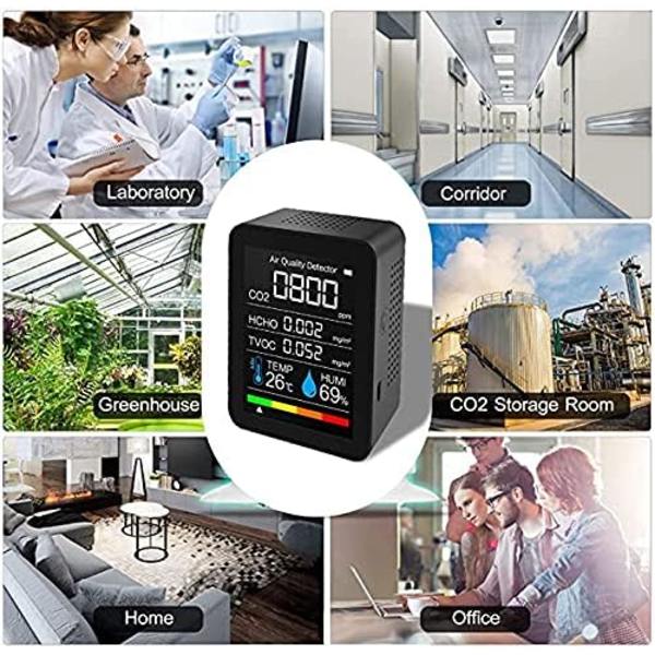 Bærbar luftkvalitetsdetektor CO2-måling Digital temperatur, ZQKLA