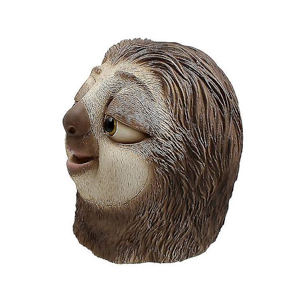Flash Sloth Djur Sloth Mask Cosplay Halloween Rolig Djur Latex Huvudbonad