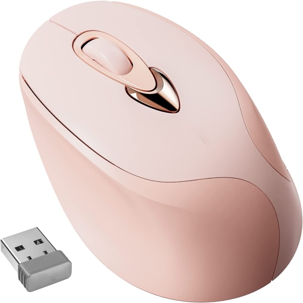 Rosa trådløs mus, 2,4G USB oppladbar Silent Click Wire, ZQKLA