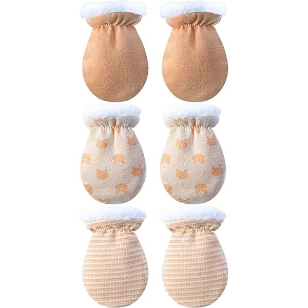 3 Par Varme Bomulls Babyvotter Vintervotter for B,ZQKLA