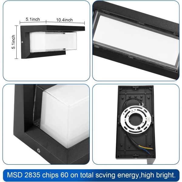 LED-seinävalaisin 3000K, 18W 1800Lm Matt musta Veranda & ,ZQKLA