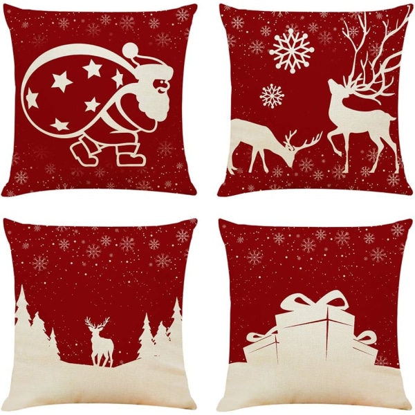 4PCS 17.7"x17.7" Christmas Throw Pillow Covers Christmas Decorati