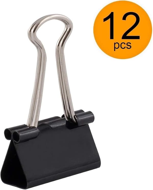 12 svarta mappar | 32mm | Mångsidig pappersklämma | Arbetsbok |