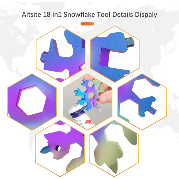Snowflake Multi-Tool 18 i 1 bärbart rostfritt stål Almigh, ZQKLA