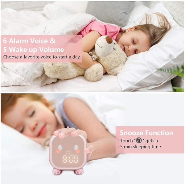 Barnväckarklocka, Digital väckarklocka för barnsovrum, Söt Dino