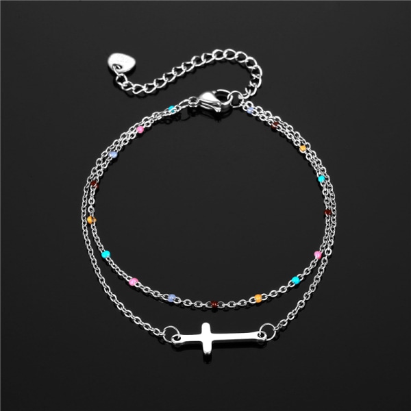 2 Women's Religious Cross Bracelet Sterling Silver, Classic Bapti