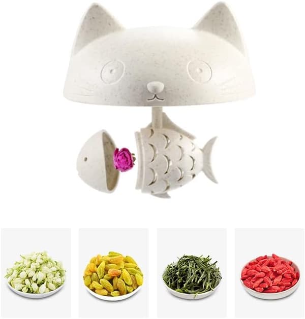 Katt Glas Te Kopp, Vattenflaska med Fiskformad Teinfuser, Kaffe