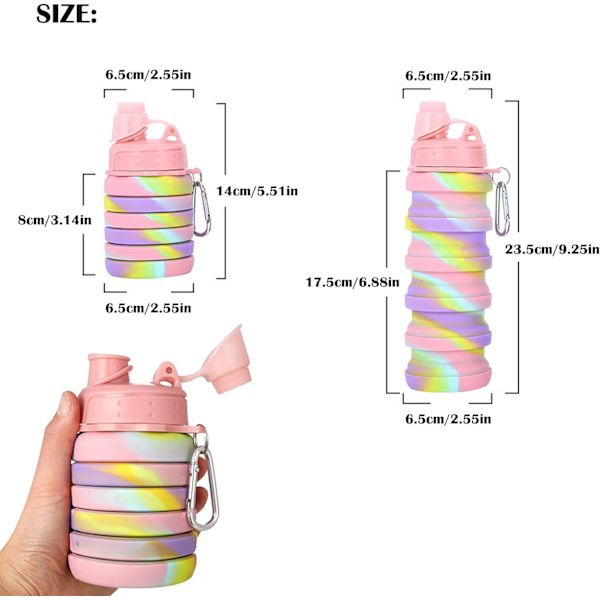 1 styck hopfällbar vattenflaska 500ML, ZQKLA