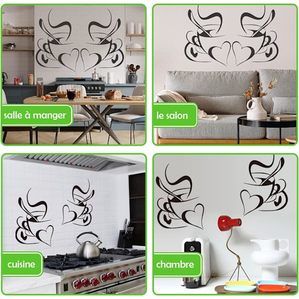 Kaffekop Køkken Kunst Stickers, Aftagelig Vinyl Vægsticker, ZQKLA