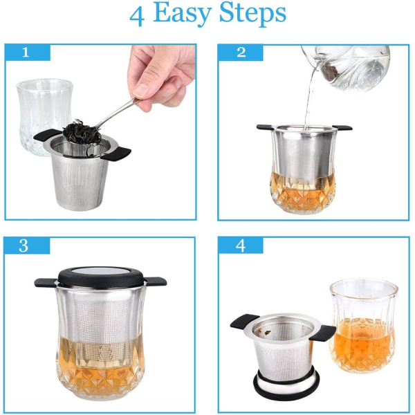 (Svart) Te Filter Rostfritt Stål Teinfuser Te Sil med F