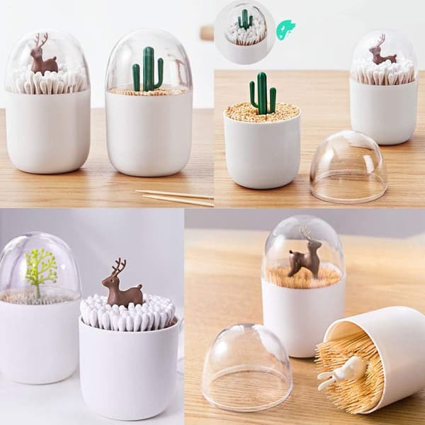 2 Pakk Kreativ Bomullspinneholder, Bomullspinne Liten Q-Tips Tannpirker