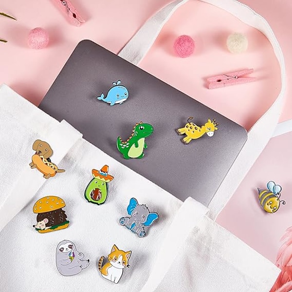 10 Stycken Söta Djur Pins för Barn Emalj Pins Ryggsäck Jac, ZQKLA