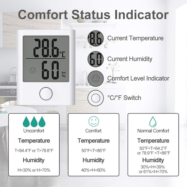 Bärbar Termometer och Hygrometer för Inomhusbruk, Hushålls Digital, ZQKLA