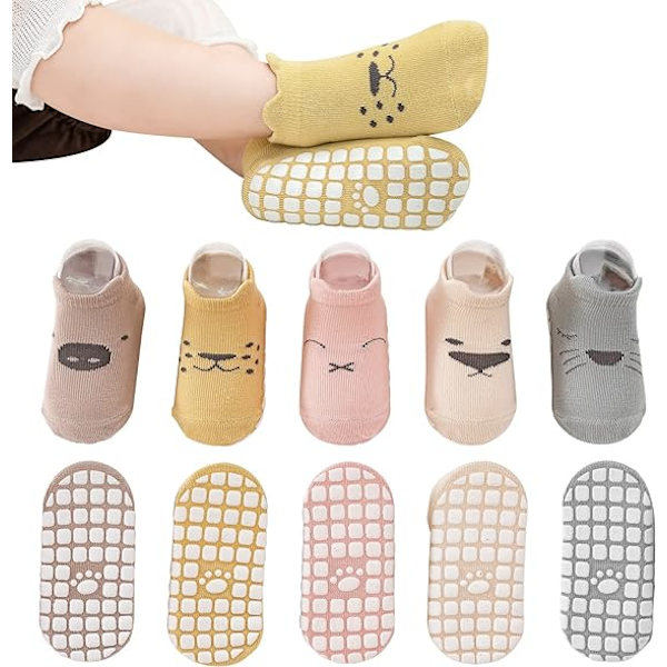 Babyflicka/Pojke 5 Par Strumpor Halksäkra Bomullsstrumpor Toddler Sock Bil, ZQKLA