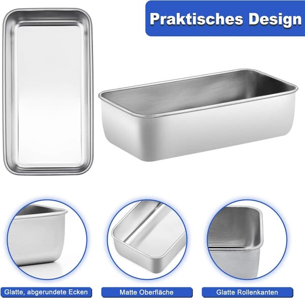 Set med 2 Rektangulära Brödformar i Rostfritt Stål för Bröd/Kaka, ZQKLA