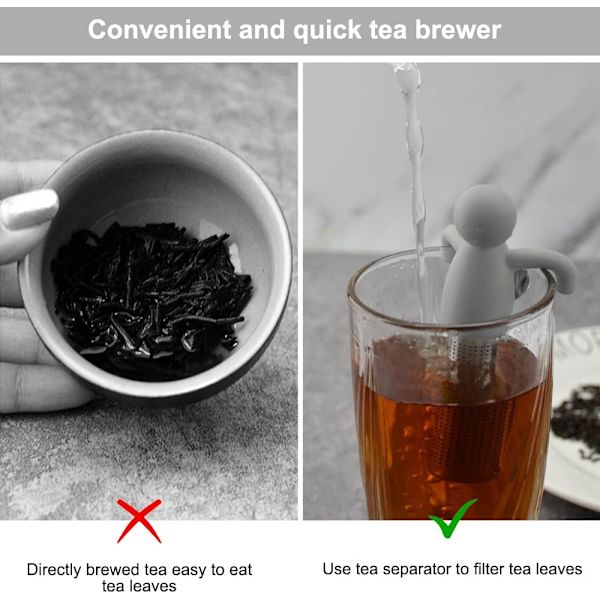 2 Stk. Te-infuser i rustfrit stål og silikone, Sød silikone, ZQKLA
