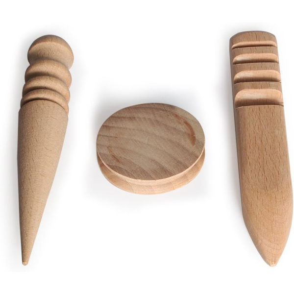Läderhantverk Kant Slicker Rund Multi-Storlek Trä Burnisher 3 Modeller