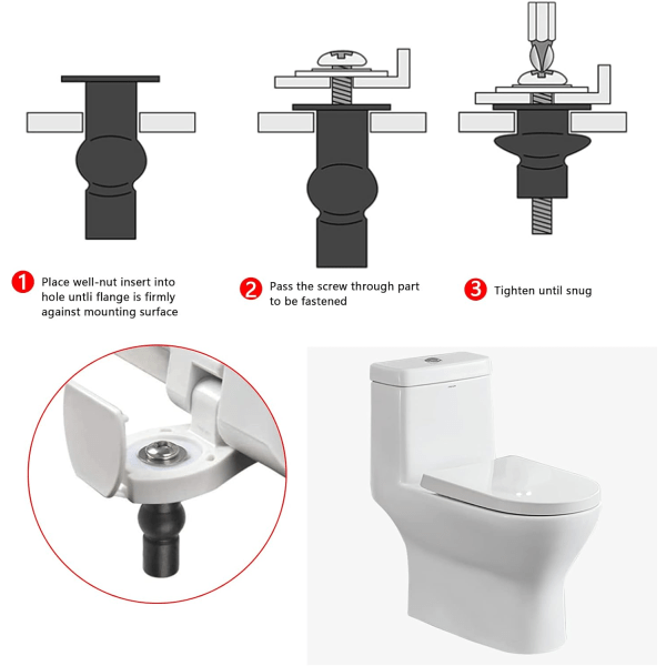 3 Par Toilet Sædehængselbeslag, Toiletbeslagsskruer, ZQKLA