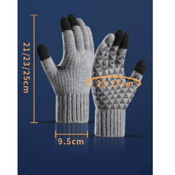 Unisex Varma Stickade Vinterhandskar, Tjockt Fleece Elastiskt Cu,ZQKLA