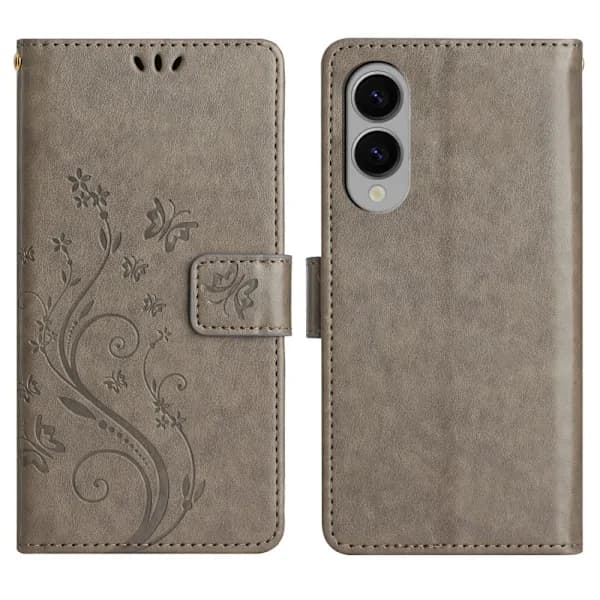 Samsung Galaxy S25 Edge Etui med blomsterprint, grå, su