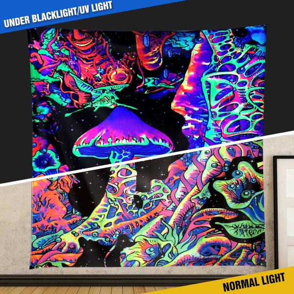 (50"x60") Blacklight Mushroom Gobestry, Fantastic Upright Tap, ZQKLA