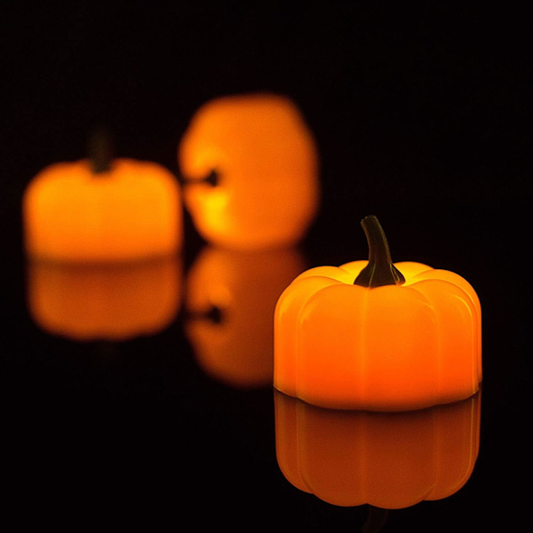 12-pack LED Pumpa Ljus, Jack-O'-Lantern, Liten Orange Flimmer