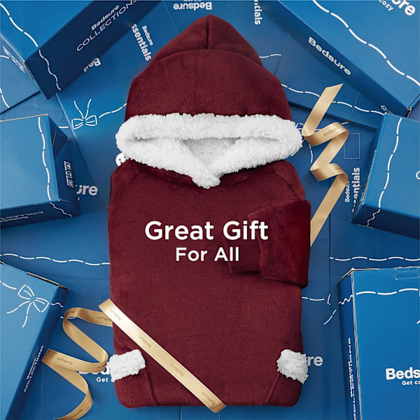 Bærbar pledd-genser - Sherpa fleece hettegenser for A,ZQKLA