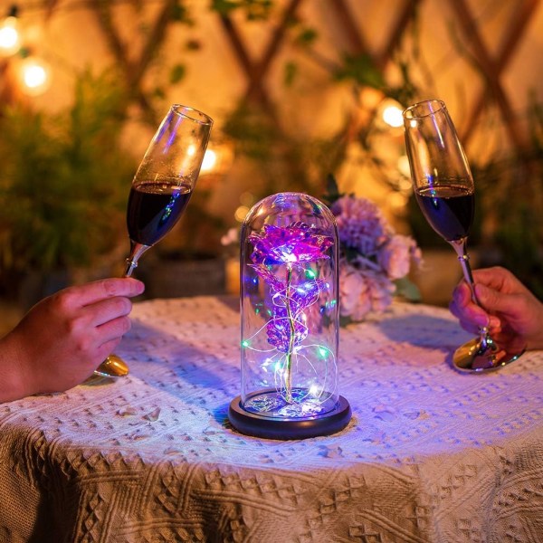 Led Fortryllet Galaxy Rose Evig 24k Gullfolie Blomst Med ,ZQKLA