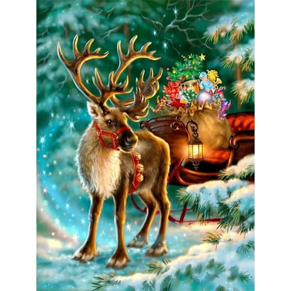 Diamond Painting / Diamantmålning 30x40cm - Jul Vinter Ren multifärg, su